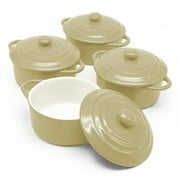 Kook Ceramic Mini Cocotte Set, 12 Oz, Set of 4, Cream