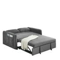 thumbnail image 3 of 55" Modern Grey Velvet Convertible Sofa Bed with Pull-Out Bed, 3-Position Recline, 2 Pillows &amp; Detachable Arm Pockets for Living Room &amp; Small Spaces, 3 of 9