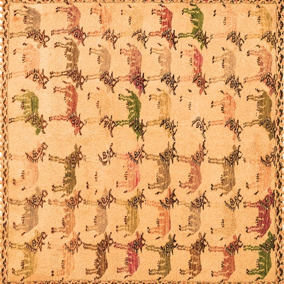 Ahgly Company Indoor Square Abstract Orange Modern Area Rugs, 8' Square