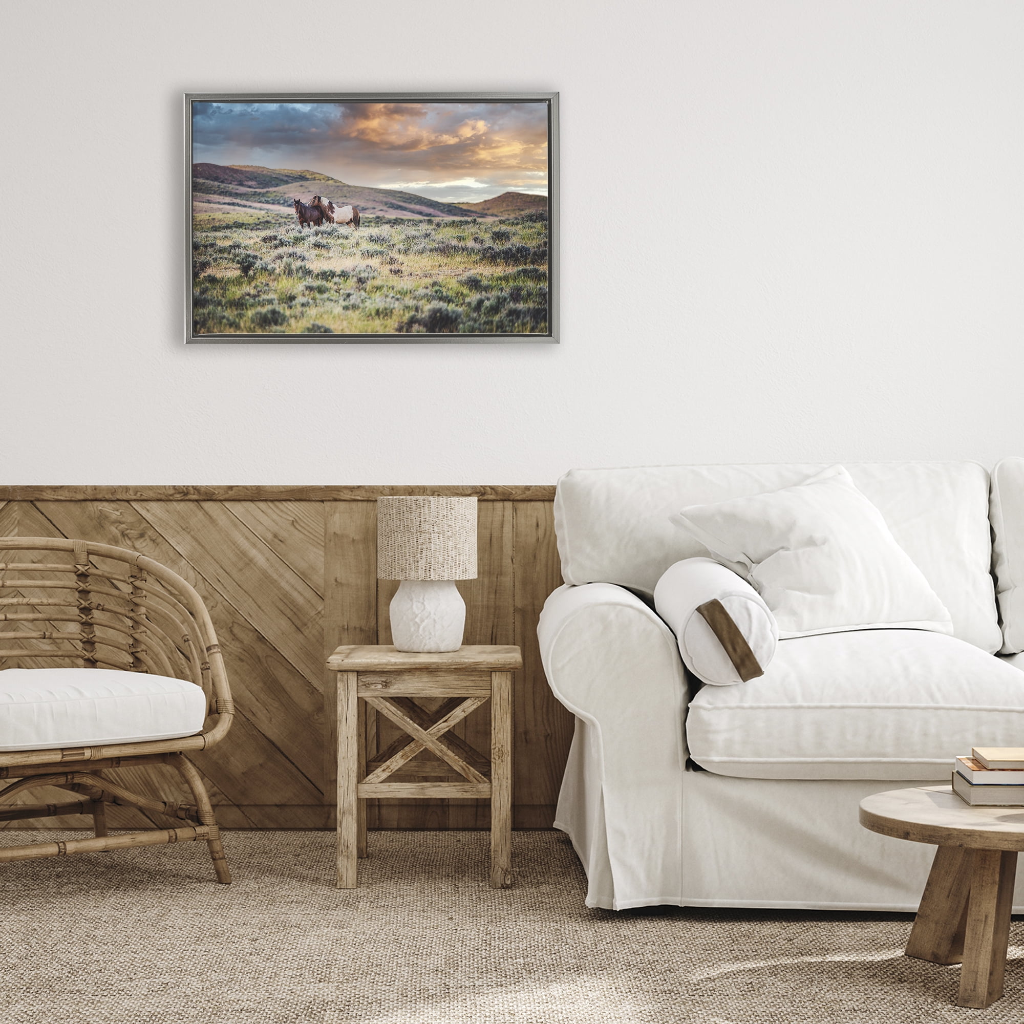Stupell Industries Stay Close Horses Gray Framed Floater Canvas Wall Art, design by Tim West