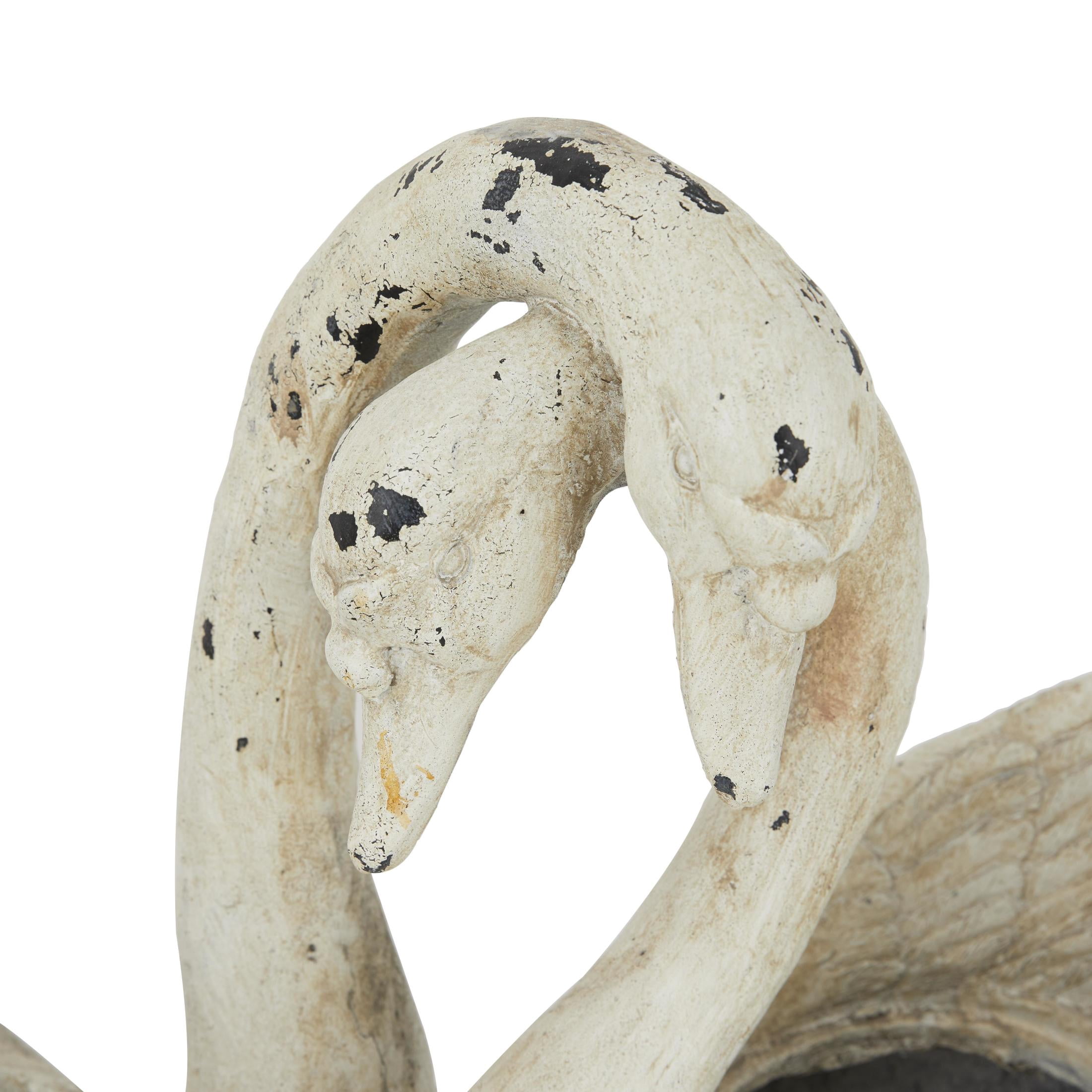 DecMode 30" x 19" White Magnesium Oxide Swan Planter