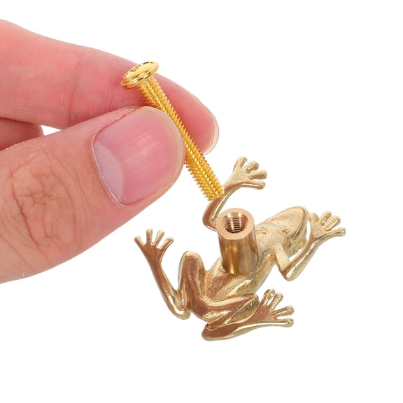 LOLIPPYY Brass Animal Knobs - Decorative Frog Drawer Pulls, Unique 3D Single Hole Handles for Bedroom, Bathroom Cabinets, Furniture Hardware