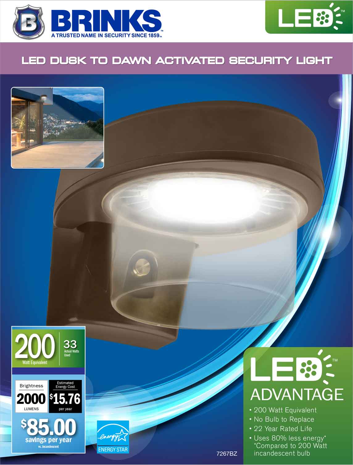 Brink's LED Dusk to Dawn Motion-Activated Security Light, Bronze Finish - image 2 of 2