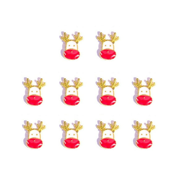 Mosey 10pcs Christmas Santa Snowman Alloy Rhinestone Nail Art Stickers Manicure Decor
