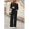 thumbnail image 6 of PRETTYGARDEN Long Sleeve Jumpsuit For Women Dressy Off Shoulder One Piece Loose Wide Leg Jumpsuits Casual Flowy Romper, 6 of 8