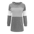 thumbnail image 4 of gakvbuo Fall Pullover Tunic Shirts For Women Women Casual Fall Long Sleeve Hoodie Stripe Splicing Hooded Sweatshirts Pullover Coat Tops, 4 of 4