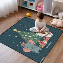 WOBOGO Cute Elephant and White Bear Baby Playmats Extra Large Waterproof Rollable Activity Pads for Toddlers 50×50inch