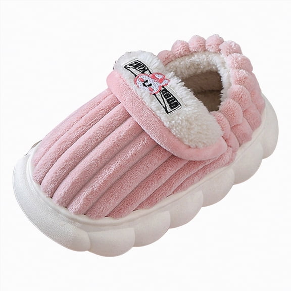 UngA Toddler Slippers Girl Girls Slippers Winter Solid Versatile Plush Children Home Shoes Baby Cotton Girl Indoor Non Plush Slippers,Toddler Slippers Pink,2.5