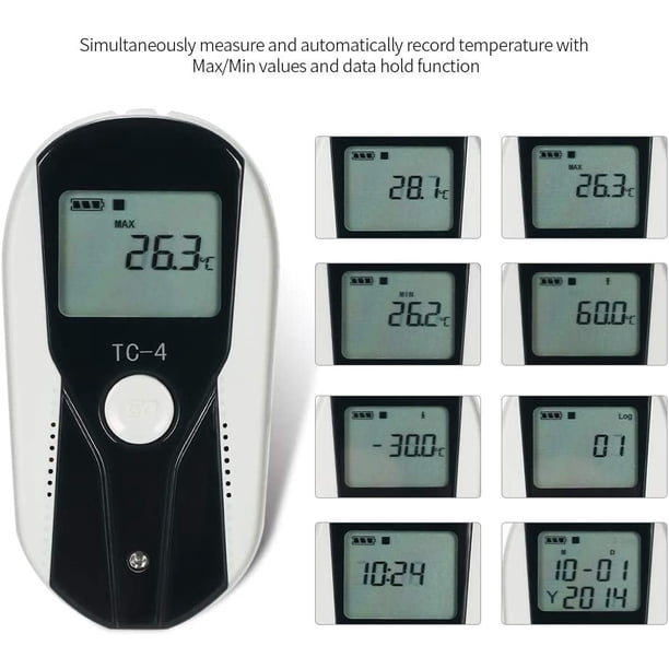 Registrador de datos de temperatura USB Registrador de datos de temperatura Registrador de termómetro LCD con sensor de temperatura externo