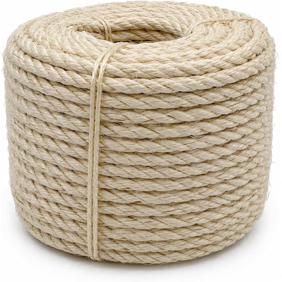 Natural Sisal Rope for Cat Trees, Scratching Posts and Crafts (1/4" x 50FT)