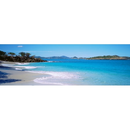 Waves crashing on the beach Turtle Bay Caneel Bay St John US Virgin Islands Stretched Canvas - Panoramic Images (36 x