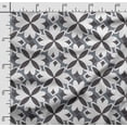 thumbnail image 2 of Soimoi Floral Art Printed, Cotton Satin Spandex, Sewing Fabric by The Yard 54 Inch Wide, Decorative Fabric for Dresses and Home Accents, Black & White, 2 of 5