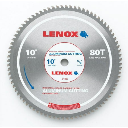 UPC: 0082472218879 | Lenox 21887AL100080CT 10 (254mm) 80 Tooth Count Metal Cutting Circular Saw Blade For Aluminum