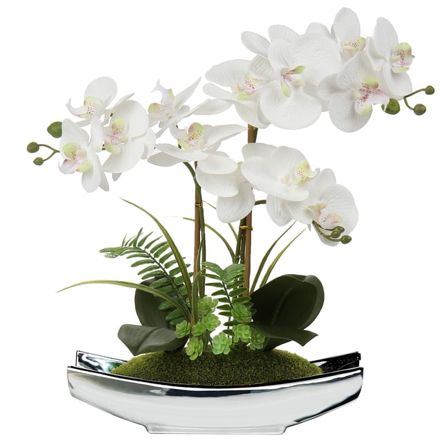 Flores artificiales Briful Orquídeas blancas Phalaenopsis x15