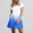 thumbnail image 5 of GaThRRgYP Women's Summer Boho Floral Short Sleeve Dress,Women's Fashion Summer Gradient Short-sleeved V-neck Casual Dress Blue M, 5 of 8