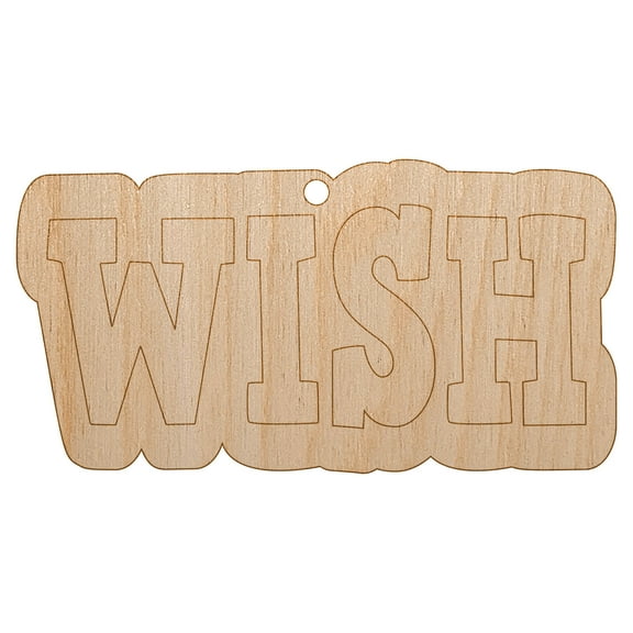Wish Fun Text Wood Holiday Christmas Tree Ornament Unfinished DIY Pre-Drilled Craft
