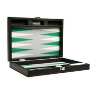 Silverman & Co. 13-inch Premium Backgammon Set - Travel Size - Black/Green