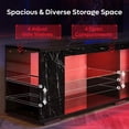 thumbnail image 3 of Pinmoco Marble TV Stand for TVs up to 80", LED Gaming Entertainment Center with Side Bookshelf and 4 Open Shelves, Marble Black, 3 of 8