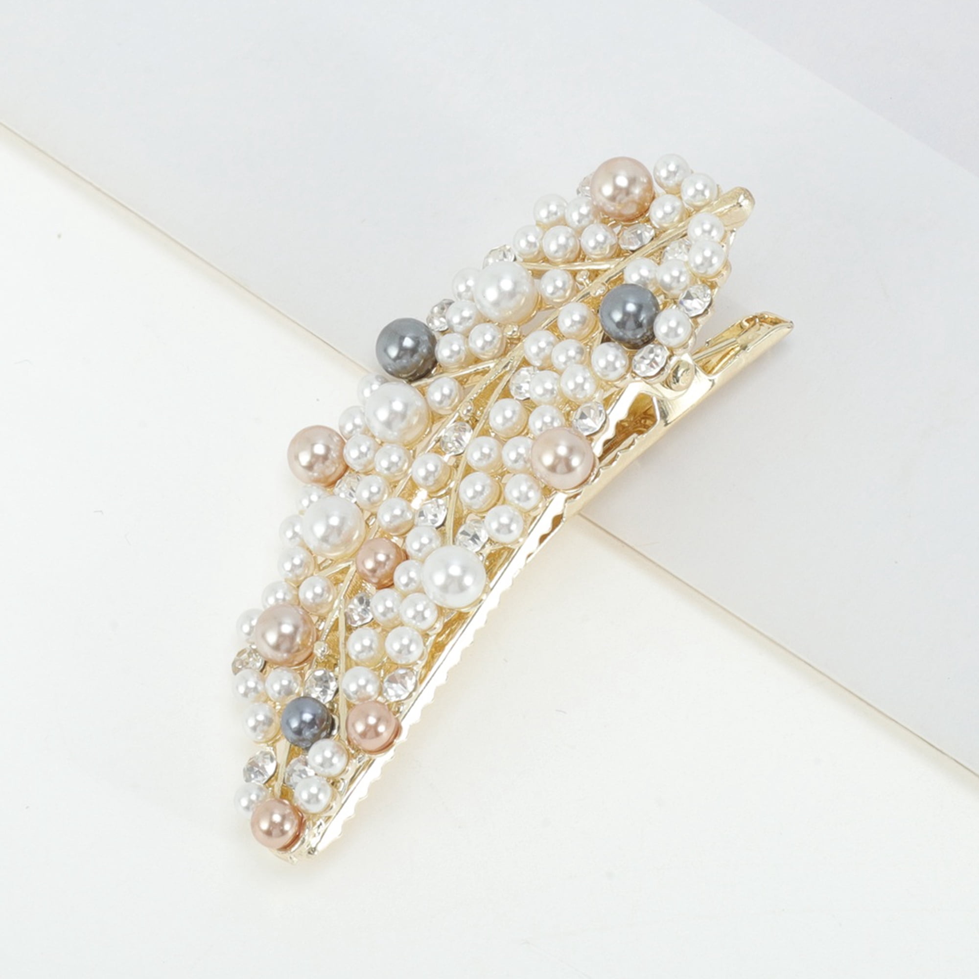 Unique Bargains Fashion Hair Clips Durable Styling Accessory Beige Leaf Duckbill Clip