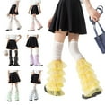 thumbnail image 2 of Women Girls Lace Thigh High Leg Warmers Japanese Loose Sheer Mesh Leg Cover Cute Princesses Frilly Boot Socks, 2 of 9