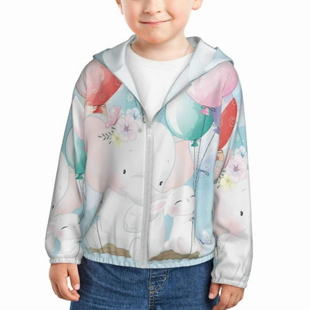 

Zeuib Cute Elephant Print Girls & Boys Sun Protection Hoodie with UPF 50+ Children’s Quick-Dry Jacket Perfect for Outdoor Activities-18 Months