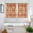 thumbnail image 3 of Orange Boho Kitchen Curtains Short 45 Inch Length, Geometric Antique Tribal Retro Ethnic Grommet Top Bedroom Living Room Curtains, Light Filtering Cafe Curtain Drapes 2 Panels Set 84''x45'', 3 of 9