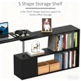 thumbnail image 5 of Black Modern L-Shaped Home Office Desk - 3-Tier Storage Shelves & Built-In Bookshelf, 5 of 7