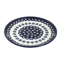 Blue Rose Polish Pottery Flowering Peacock Dessert Plate