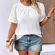 thumbnail image 1 of Xuyuer Womens T Shirts Short Sleeve Summer Tops Pleated T Shirt Casual Blouses Spring Clothes Beach Vacation 2025, 1 of 5