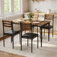 thumbnail image 2 of 5 Piece Dining Table Set, Dining Table and Chairs Set for 4, Kitchen Table Set for Dining Room Kitchen Apartment, Brown, 2 of 7