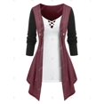 thumbnail image 2 of Camiseta Talla Extra Drapeado Color Bloque Rosegal Mangas largas de talla grande, 2 of 5
