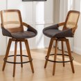 thumbnail image 4 of FOWEOAIU Swivel 26" Counter Height Bar Stools With Cane Rattan Back，Brown(Set of 2), 4 of 12