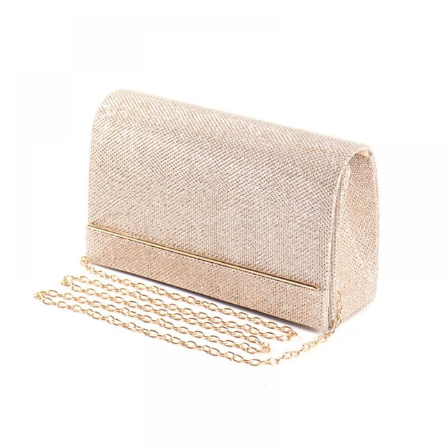 Bolso de cadena, bolso de mano para mujer, bolso de noche con brillo, elegante bolso tipo sobre, bolso cruzado con cadena para bodas, fiestas, ocio y citas (dorado)