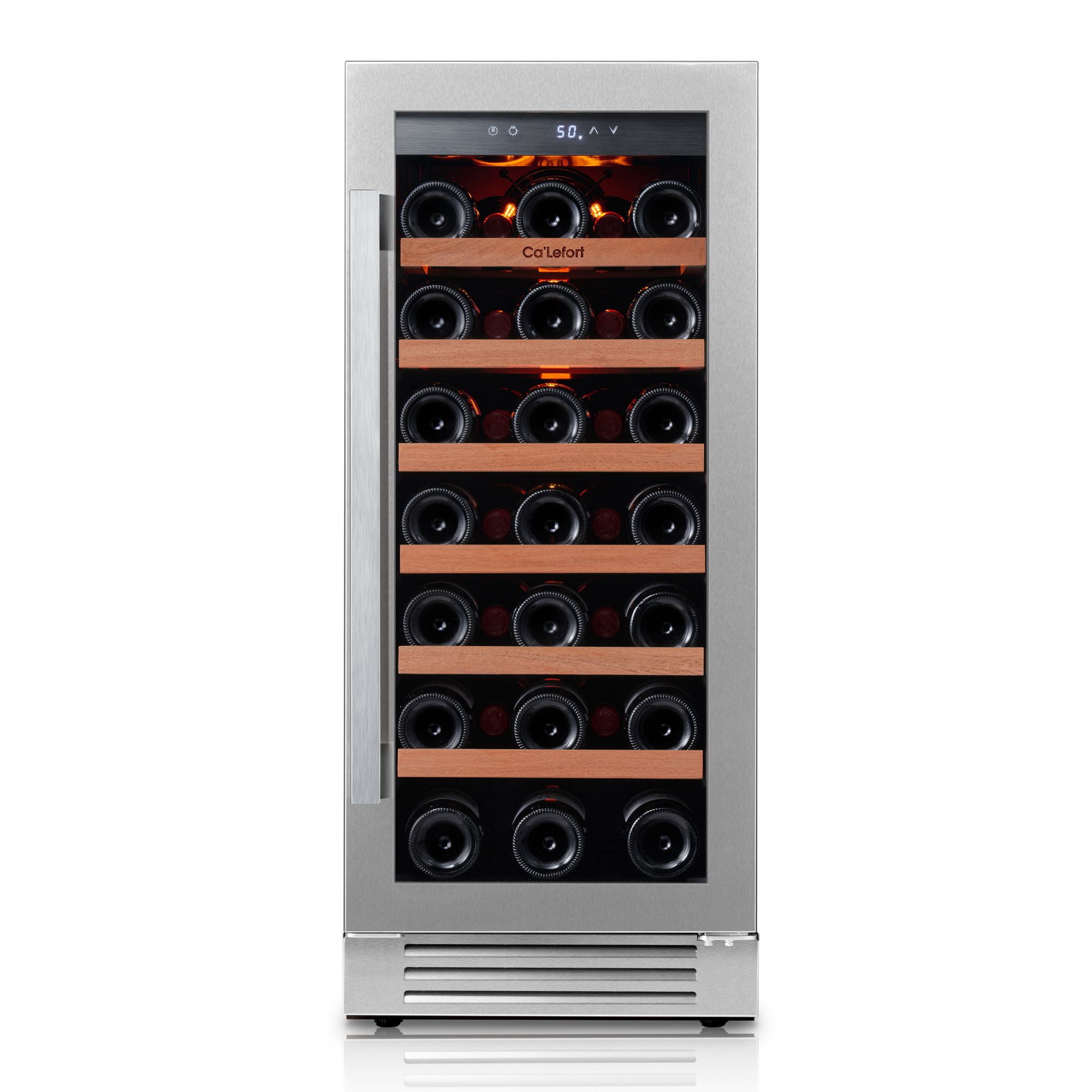 Ca'Lefort 15 inch Wine Cooler Refrigerator, 33 Bottle Wine Fridge with Glass Door Built-in & Freestanding Wine Cooler for Home/Office
