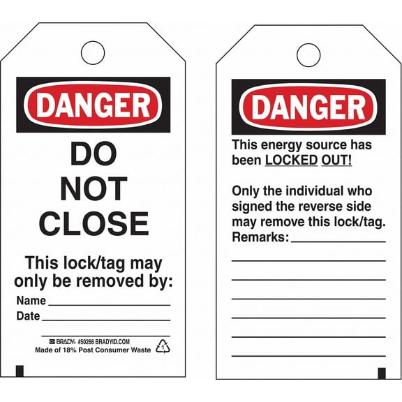 Brady Danger Tag,Do Not Close,Econ Poly,PK25  50266