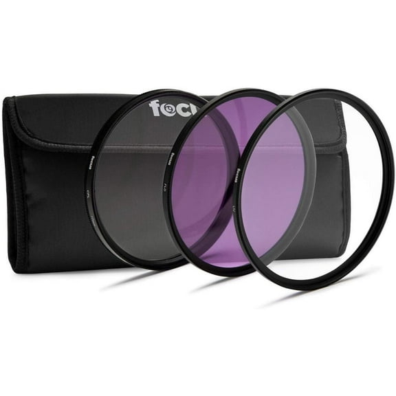 Focus Camera 55mm 3-Piece UV, CPL, FLD Lens Filter Kit