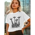 thumbnail image 6 of Women's T-Shirt Black Giraffe Sunglasses Cartoon Funny Animal Short Sleeve Casual Tee Classic Crew Neck T Shirt for Women White, 4XL, 6 of 7