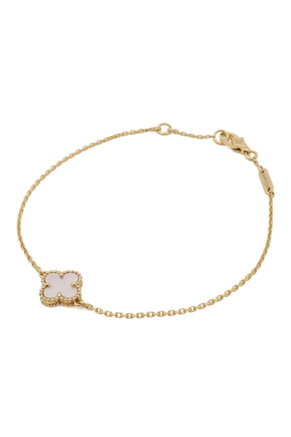 Pre-Owned Van Cleef & Arpels VCA Sweet Alhambra Bracelet 18K Yellow Gold Mother-of-Pearl...