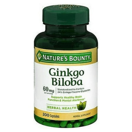 Nature's Bounty Ginkgo Biloba 60Mg Capsules 200 Ea, 6-Pack