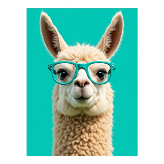 Diamond Art Kit for Adults, Llama Teal Glasses Portrait Diamond Painting for Adults Beginners, 5D DIY Diamond Art Painting Kits, Colorful Diamond Painting Craft for Home Decor 12x16