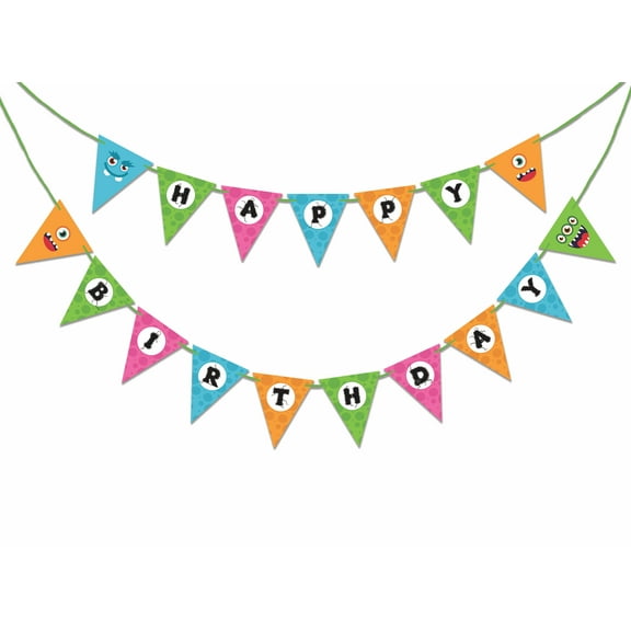 Inkdotpot Birthday Party DecorationsHappy Birthday Party GarlandBaby Boy MonsterPennant Banner Flag