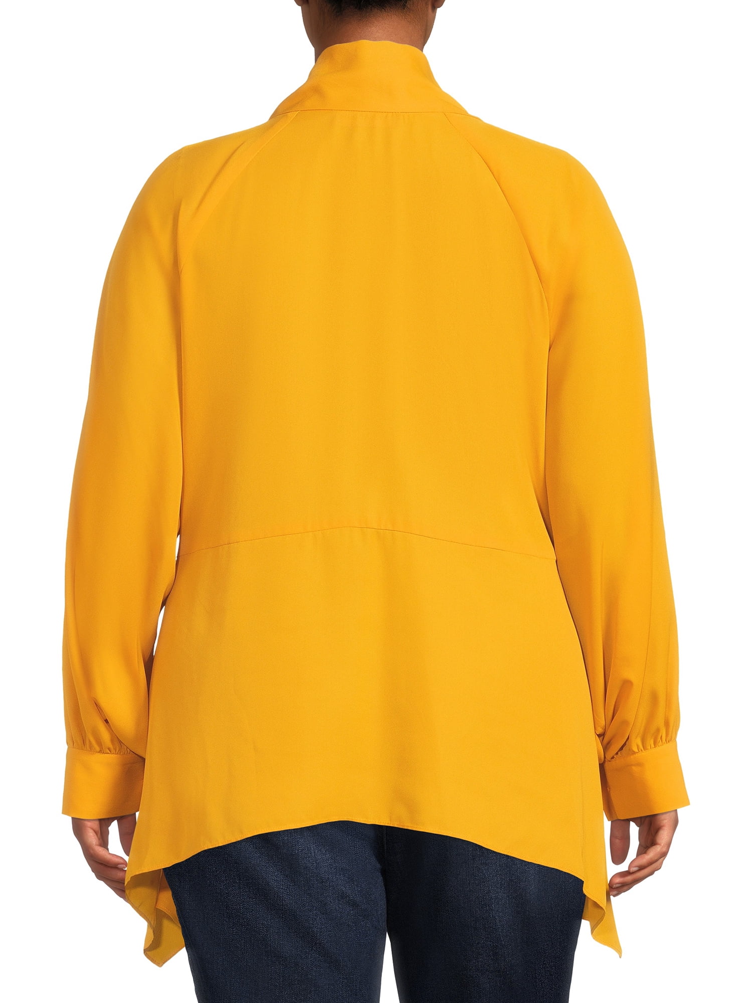 Dora Landa Women's Plus Size Button-Front Tie Neck Blouse