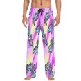 thumbnail image 2 of Colorful Dragonfly Pattern Mens Cotton Pajama Pants Long Staple Lightweight Sleep Bottoms with Pockets Breathable, 2 of 7