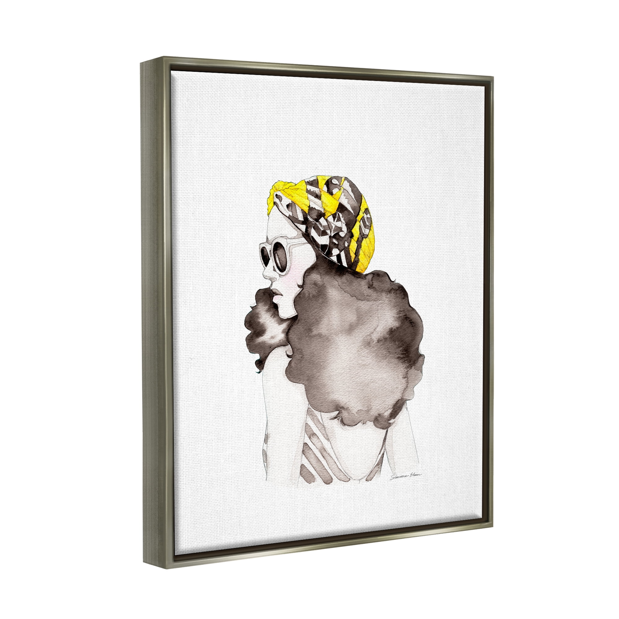 Stupell Vintage Style Woman Beauty & Fashion Painting Gray Floater Framed Art Print Wall Art, 25 x 31
