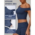 thumbnail image 4 of Aivtalk Womens One Shoulder Sports Bra Longline Workout Bralette Low Impact Padded Butterluxe Yoga Tops Built in Bra Support Wirefree Asymmetrical Cropped Tank Blue L, 4 of 7