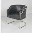 thumbnail image 3 of HomeRoots 534390 Genuine Leather & Stainless Curved Back Dining or Side Chair, Charcoal, 3 of 5