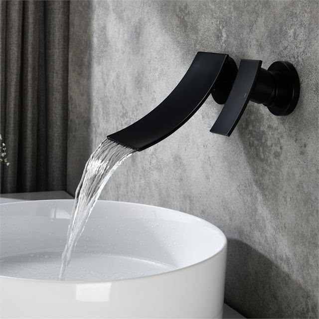 CRO Decor Wall Mount Widespread Bathroom Faucet in Black