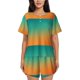 thumbnail image 1 of Balery Orange To Teal Gradient1 Conjunto de Pijama para Mujer con Estampado, Dos Piezas de Manga Corta y Shorts, Ropa de Dormir Suave con Cuello Redondo y Bolsillos-Medium, 1 of 1