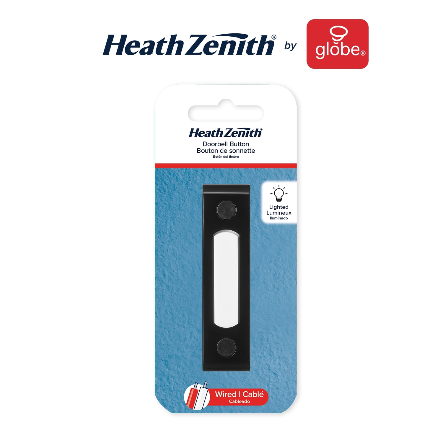 Heath Zenith Heath Zenith Black Metal Wired Lighted Push Doorbell Button