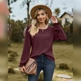 thumbnail image 2 of IWEMEK Women Blouses Leisure Softness Waffle Knit Shirt Fancy Going Out Tunics Tops Workout Jersry Baggy Tees Size S, 2 of 7